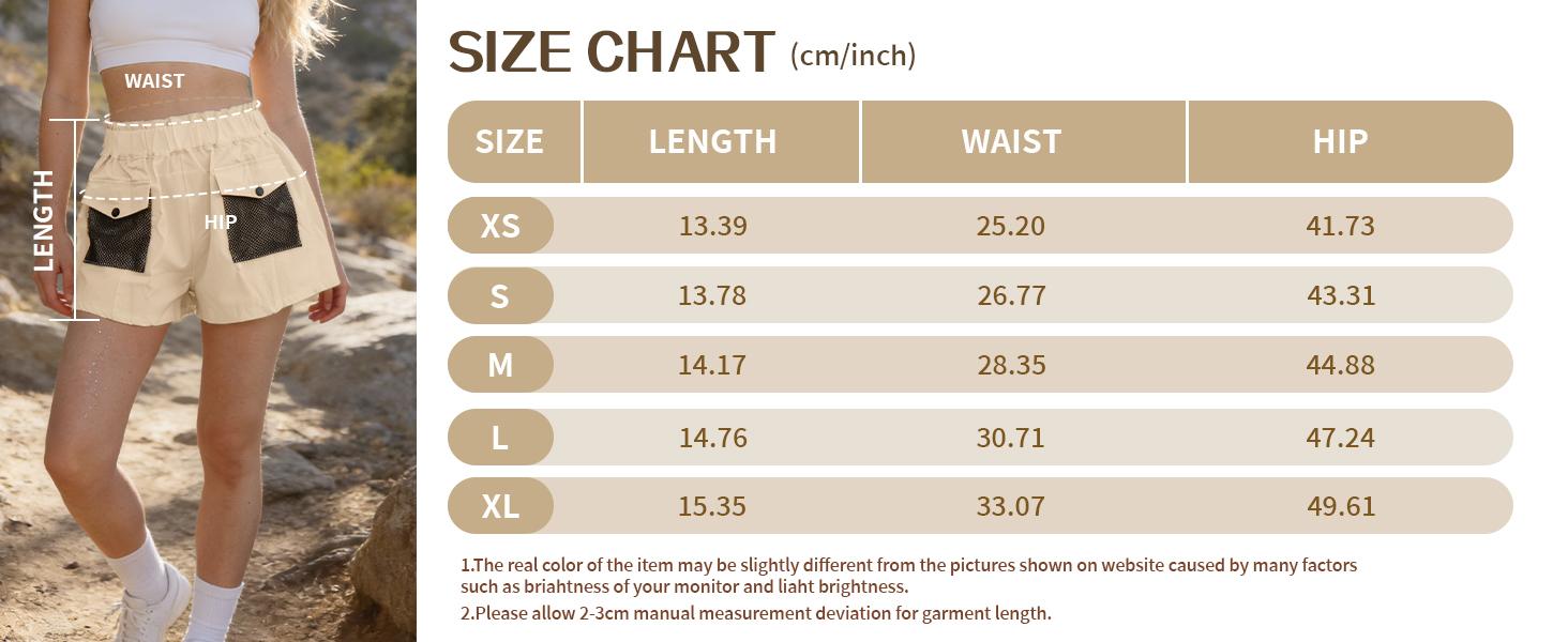 WoodBerry Women's High Waisted Cargo Shorts Elastic Loose A-line Shorts with Breathable Mesh Pockets Casual Wide Leg Shorts for Camping & Streetwear