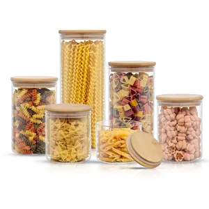 JoyJolt Set of 6 Storage Jars with Airtight Bam boo Lids