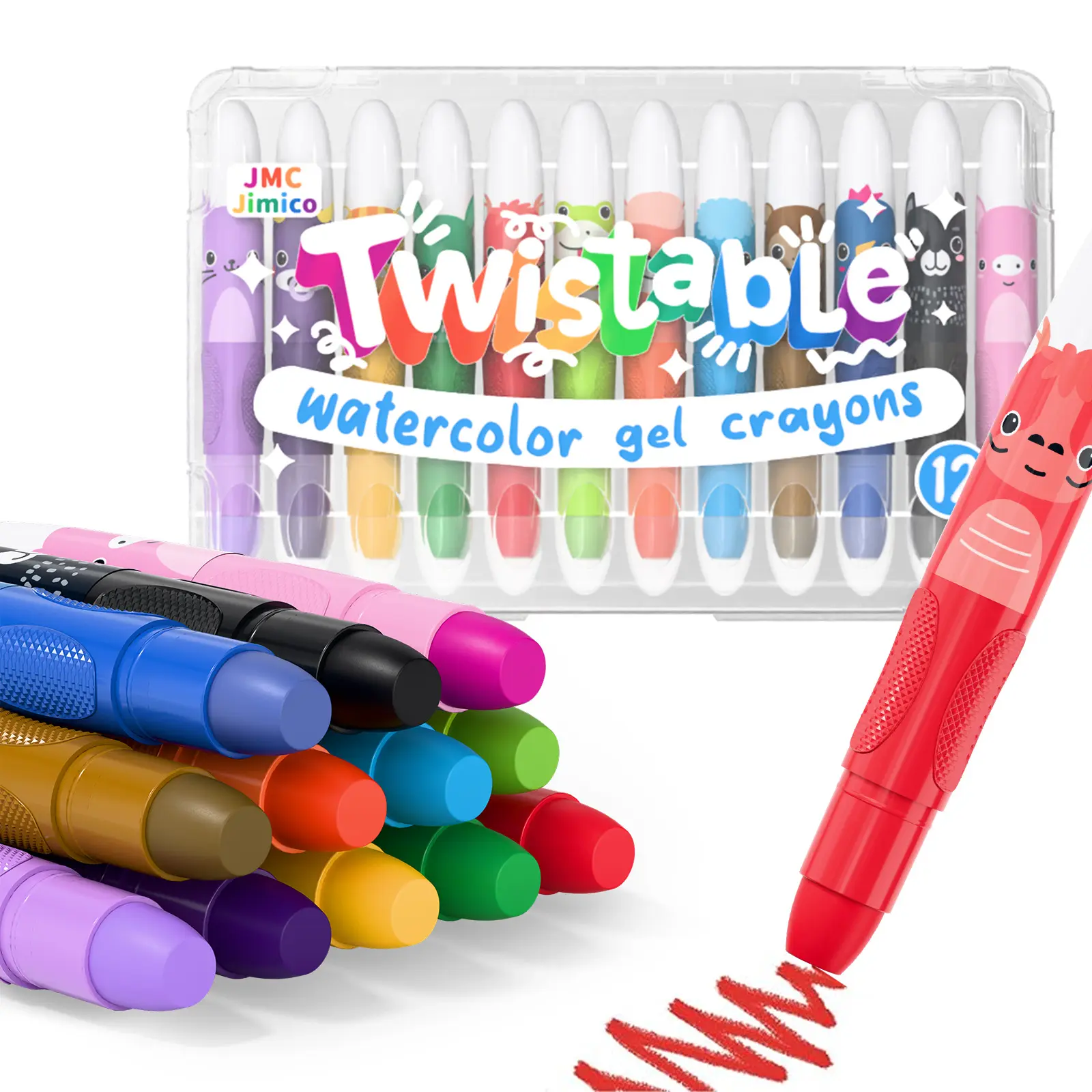[JMC Jimico]6/12Colors Washable Crayons, Twistable Crayons, Zodiac Crayons, for Toddlers/Kids, Non-Toxic Ultra-Silky, Easy-Grip School/Art Supplies, Ideal Coloring Gift for Boys/Girls, for children/beginners/artists/painting, gifts, Colorful Illustrations