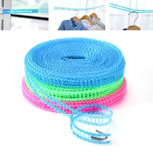 Upgraded Version: 3-Roll Indoor/Outdoor Clothes Drying Line — 196.85 Inches Long, No-Drill Installation. Adjustable, Portable, and Multi-Purpose "Magic Clothesline" for Camping, Home, Hotels, and Travel — Windproof & Non-Slip.