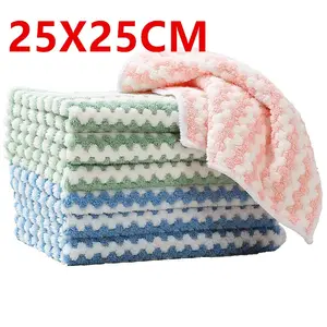 15/10/5/1 PCS Kitchen Cleaning Rag Coral Fleece Dishcloth Super Absorbent Scouring Pad Dry Microfiber Cloth Wet Daily Dish Towel