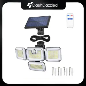 DashDazzled Solar Motion Sensor Outdoor Security Light 333 LED 3000LM IP65 Waterproof Adjustable Flood Light with Remote Control for Garage Yard Porch Driveway Garden