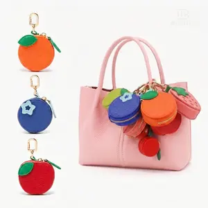 Cute PU Leather Fruit Bag Charm - Fruit Pendant Keychain & Small Coin Purse Accessory for Handbags, Backpacks - Aesthetic Summer Gift for Her (Spring Glow Up) Valentine's Day Fox