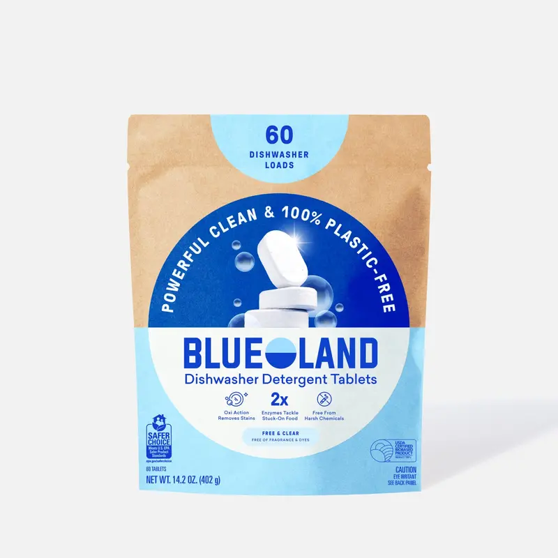 Blueland Dishwasher Detergent Tablet Refills, 100% Plastic-Free Plant-Based Eco-Friendly Dish Soap Tablet Refills Powerful Cleaning Solution Burst