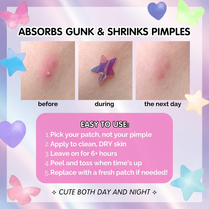 Heal & Conceal Pimple Patch - Cute Holographic Butterfly Shaped Acne Patches, Fun Hydrocolloid Zit Stickers for Face (Iridescent Pink Butterflies, 84 Count) by Sparkle Beauty Labs