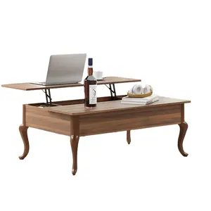 Giratree Lift Top Coffee Table, 31.49"D×47.24"W×18.3"H Farmhouse Rectangular Wood Center Table with Hidden Storage, Suitable for Living Room/Apartment/Home Office (Max Weight 110 LBS, Wipe with Dry Cloth)