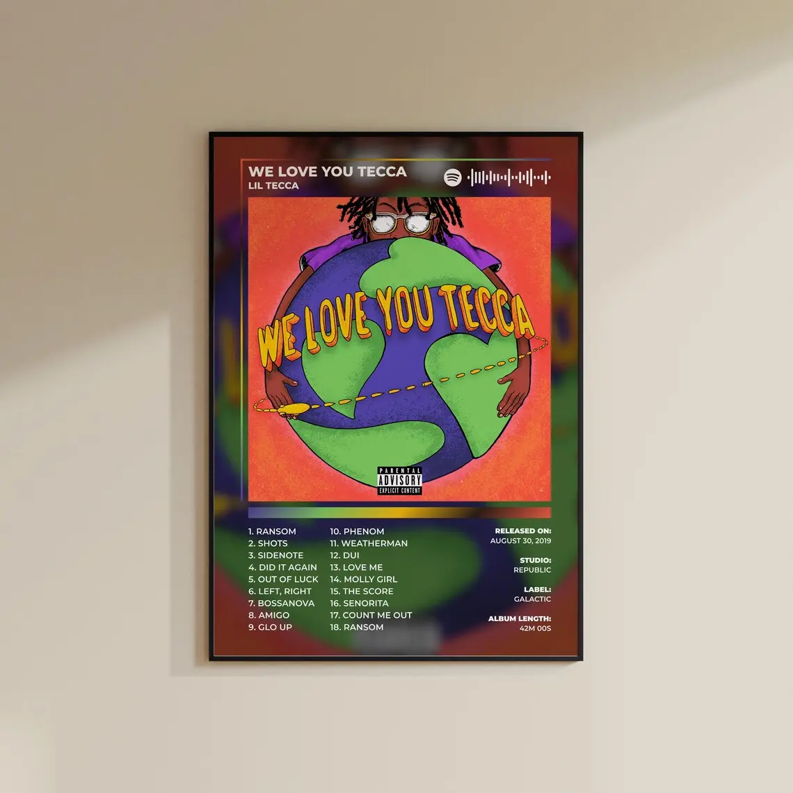 Lil Tecca 'We Love You Tecca' Album Cover Poster Art (Physical or Digital Print) Lil Tecca 'We Love You Tecca' Album Cover Poster Art (Physical or Digital Print)