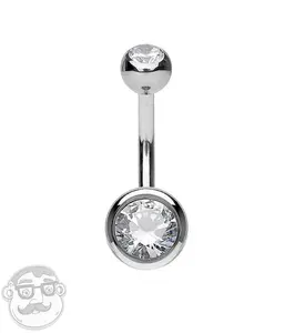 Internally Threaded Titanium CZ Belly Button Ring