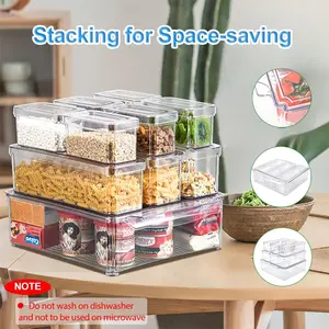 10 Pack Fridge Organizer,Drinks, Vegetable Storage Organizer, Stackable Refrigerator Box Bins with Lids, Airtight Storage Container, PET material, BPA-Free Produce for Food, Summer