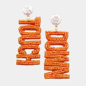 TOUCHDOWN Orange Beaded Earrings for Women