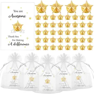 50 Set  Pins Employee Appreciation  Include  Badge Lapel Pins Bulk Inspirational Greeting Cards and Bag Thank You  to School  for Student Teacher Nurse Women Team Volunteer