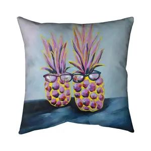 Begin Home Decor 5542-1818-GA44 18 x 18 in. Funny Pineapples with Sunglasses - Exotic Outdoor Throw Pillow