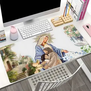 Religious Garden Painting XXL Gaming Pad, Art Aesthetic Big Desk Mat with Anti-Slip Grip, Large Office Gaming Mouse Pad, Vintage Sacred Art Desk Decor Gift, Good Gift