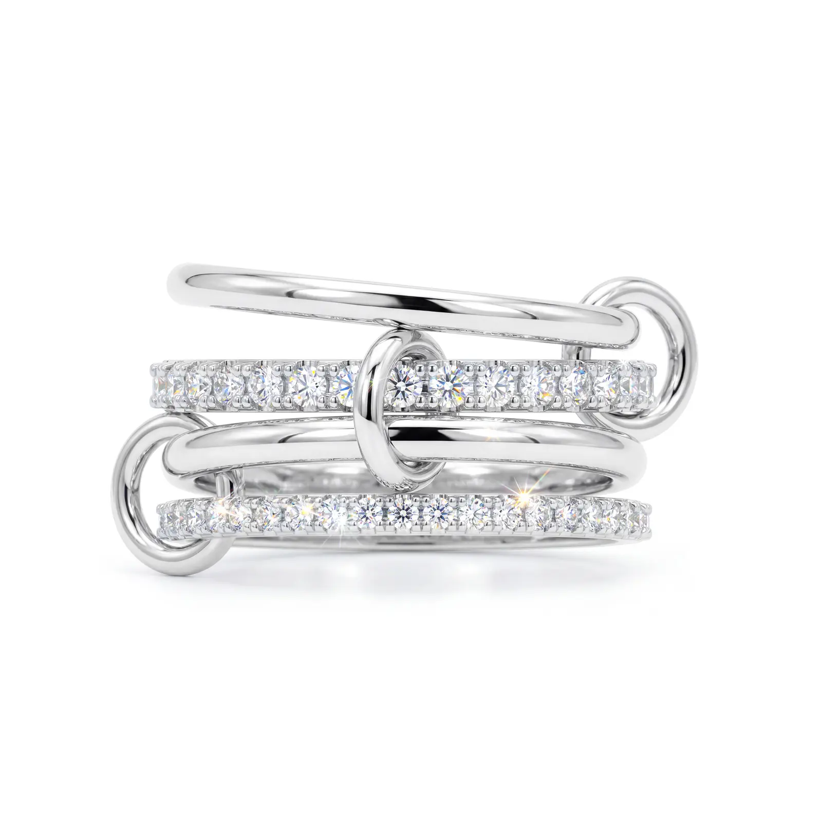 UCCIYO Four In One Ring CMR113 18K Gold-plated Moissanite Chain Layered Ring, Convertible Declaration Ring, Hip-Hop Y2K Sparkling Jewelry Gift, Sparkling Men's and Women's Anniversary Valentine's Day Gift jewelry Summer Victory 【 CMR113 】