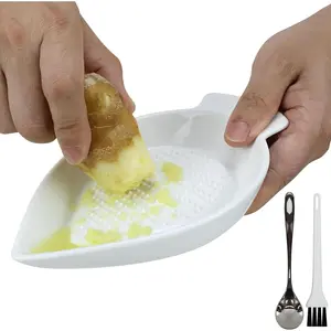 Ceramic Grater Plate for Grinding Wasabi Ginger Garlic Cheese Carrot Fruits Vegetables, Perfect for Home Kitchen Cooking Preparation