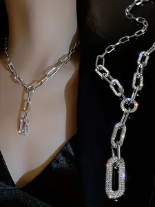 Fashionable Geometric Chain Long Necklace, Stylish Trendy Jewelry for Modern Women, Perfect Accessory for Any Modern Versatile Accessories