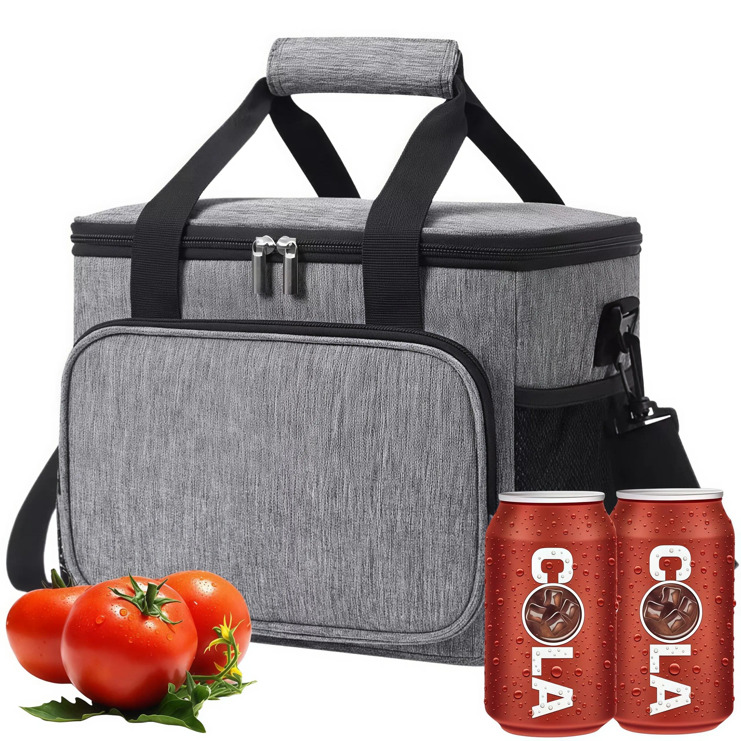 LMMAKE 1PC Fabric Insulated Cooler Bag - 15L, 24-Can Capacity, Foldable, Leakproof, Freezable, Reusable Thermal Organizer with Adjustable Shoulder Strap for Adults, Fishing, Office Work