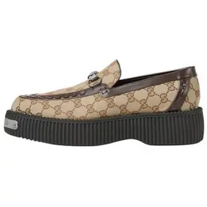 Gucci Men's Horsebit Creeper Loafers with 5.3cm Platform Sole in Brown Trending Shoes, House White Official Shoes to Get / Maison Mihara Verifiable, with credentials and supporting global authentication
