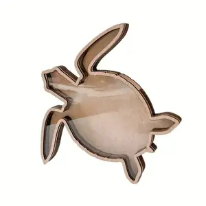 Vintage Wooden Turtle Storage Box, Collectible Box, Ideal for Glass Teeth, Sea Glass, Agate, Crystal Display Case, No Lid Design, Home Decor Accessory