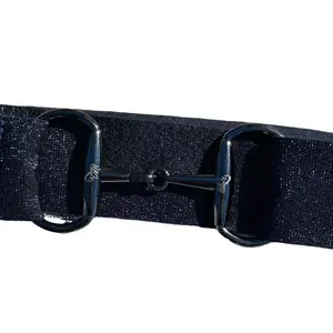 Sparkle blue 1.5” equestrian black gun metal Snaffle bit belt buckle
