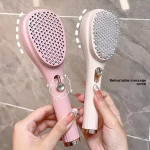 Retractable Hair Brush & Scalp Massager Comb Anti-Static Self-Cleaning One-Step Design with Soft Bristles Gentle Detangling & Scalp Massage Hairbrush