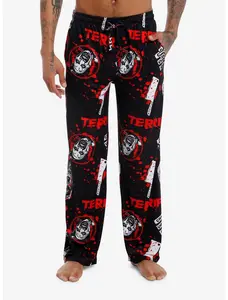 Terrifier Art Splatter Pajama Pants | Horror Movie Unisex Lounge Sleepwear | Soft & Comfy Night Pants for Men & Women
