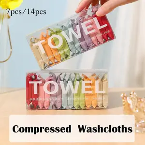 14/7 Pieces Compressed Disposable Bath Washcloths, Bath Sponge, Travel Portable Facial Cleansing Towel, Thickened Wet and Dry Dual-Use, Travel Essentials