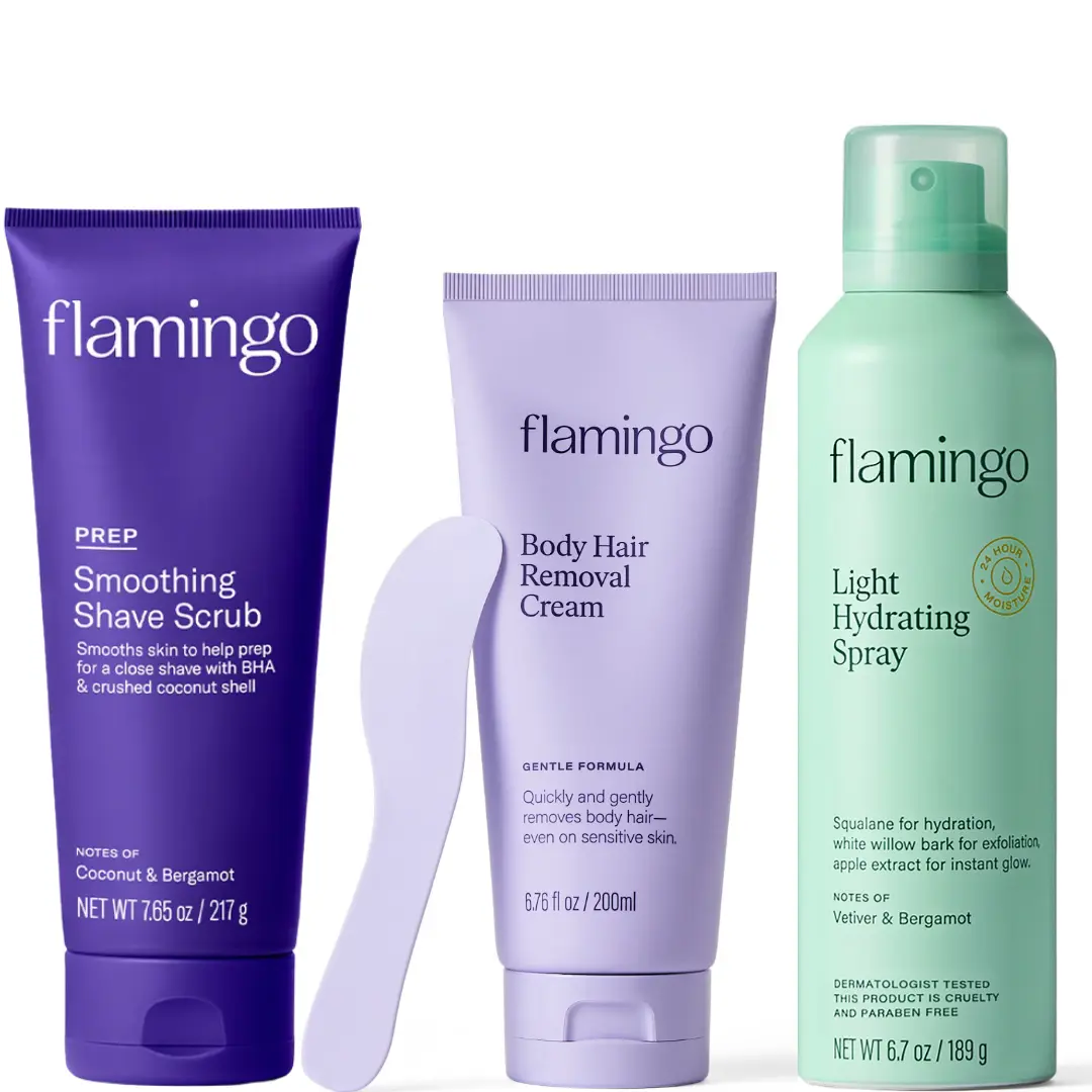 Scrub, Body Hair Removal Cream, & Hydrating Spray