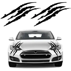 2 count  Claw Mark Stickers, Automotive Vinyl Claw Mark  for Hood Headlight, Universal  Claw Mark Decoration Stickers Fit   SUVs,  Accessories (Black)
