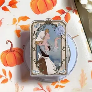 Cottagecore Pumpkin Fall Aesthetic Phone Holder, Vintage Maiden Portrait Phone Grip, Fairytale Heroine Griptok, Romantic Art Nouveau Accessory, Autumn Theme Phone Stand, Kindle Reader Gift