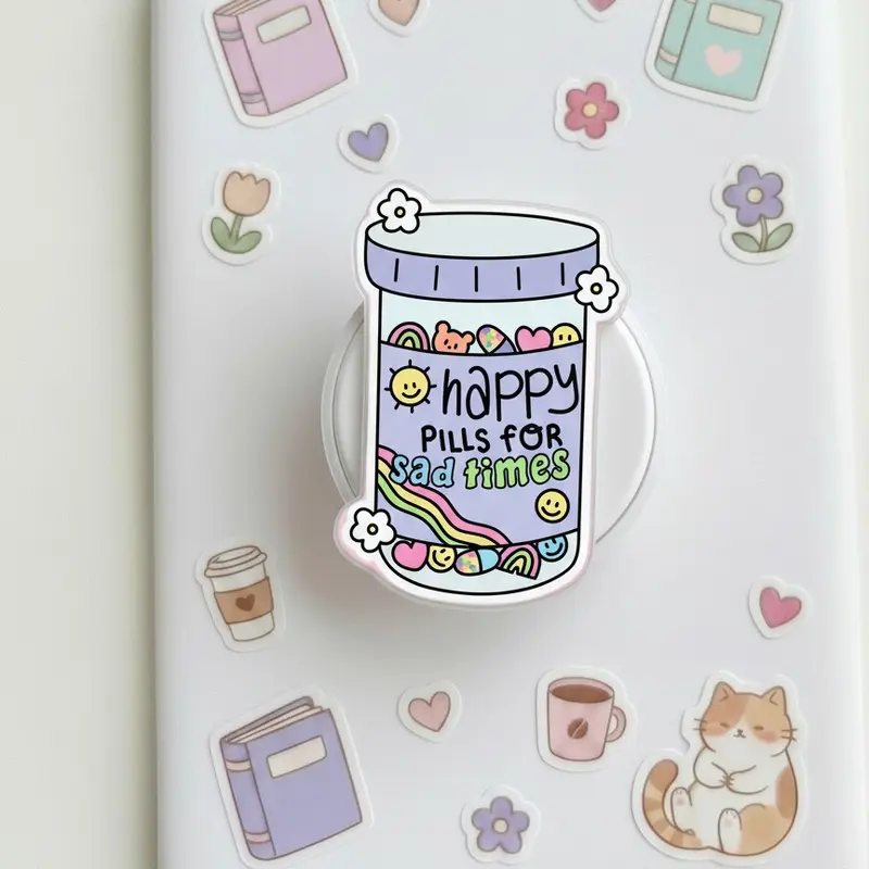 Happy Pills for Sad Times Phone Grip | Kawaii Mental Health