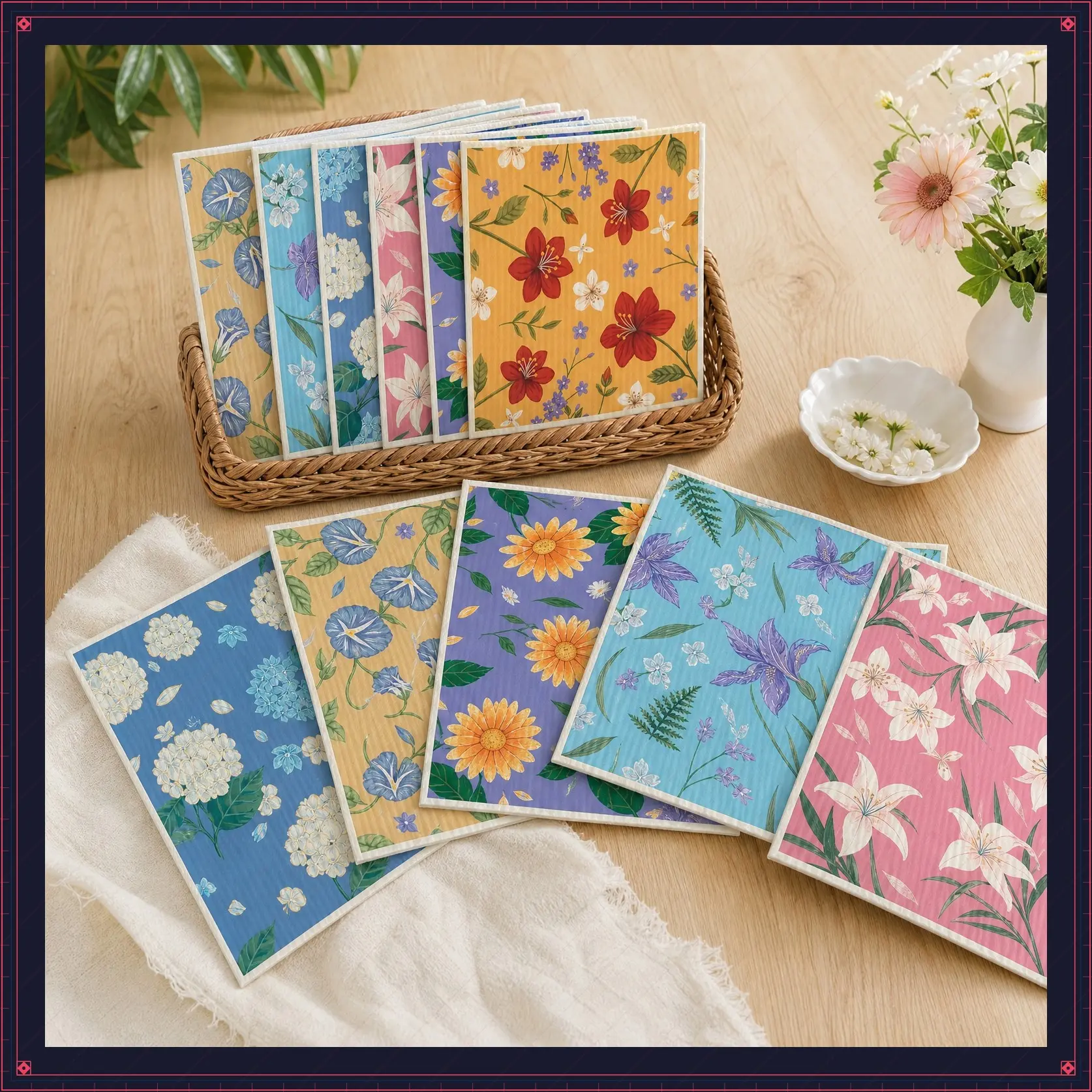 6-Pack Swedish Dishcloths, Heavy-Duty Reusable Cotton Cleaning Cloths - Super Absorbent Sheets, Quick-Drying Mildew-Proof Assorted Colored Sponge Cloths for Kitchen Cleaning, Absorbent Sheets Cleaning Cloths
