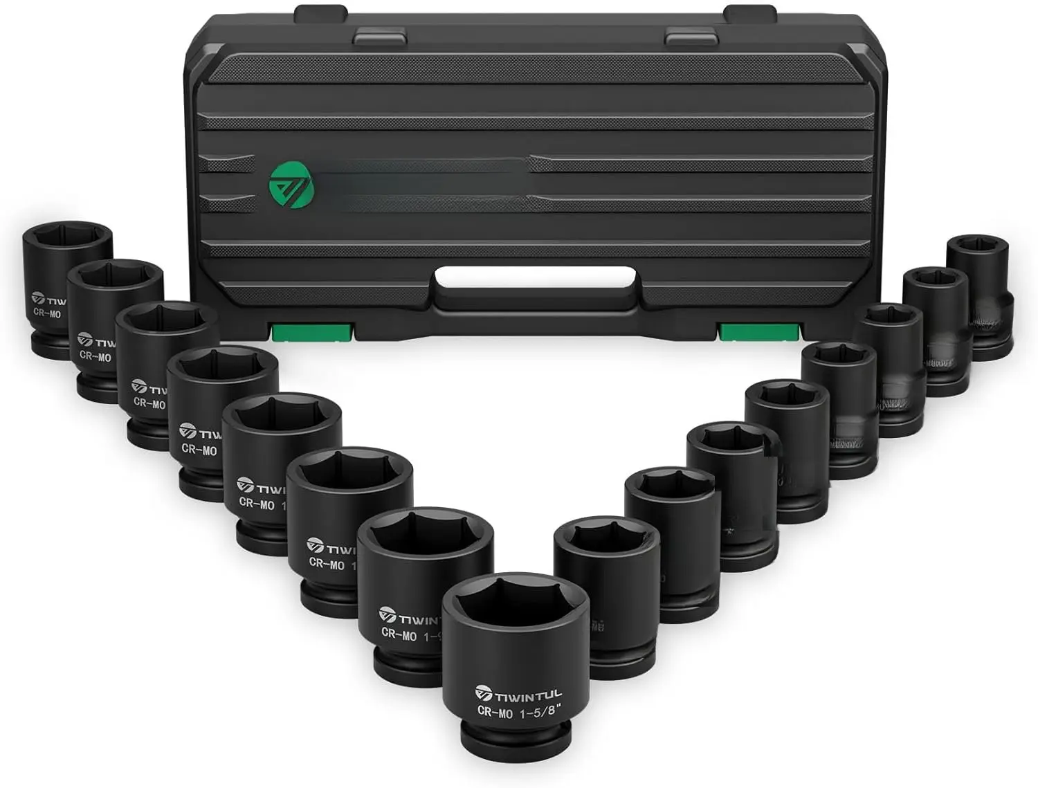3/4 Inch Drive Impact Socket Set, CR-MO Steel, 16 count Socket set, SAE Sizes 11/16" to 1-5/8", Heavy Duty Impact Socket Set for Large  and Equipment Maintenance