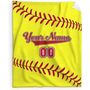 Personalized Softball Blanket with Custom Name - Soft Flannel Throw for Players & Fans, Cozy Gift for Boys & Girls for Birthday & Season| For Bed, Sofa, Camping