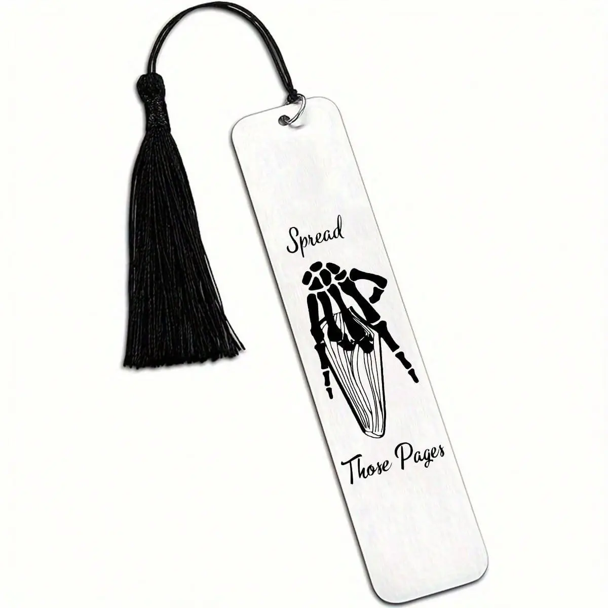 Stainless Steel Bookmark with Skull Hand Fringe Design, Fun Reading Gift for Book Lovers, Office Stationery Supplies, Book Accessories