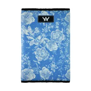 212 MAIN Men's Slim Front Pocket Wallet - Fashion & Flexible Men's Wallets, Minimalist Eco-Polyester, RFID Blocking, Secure Hold, Blue Garden 1201 Floral Print, Fashion Men's Wallets