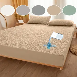 Waterproof Mattress Protector Cover, Deep Pocket 25cm Soft Breathable Bedding Set for Bedroom Guest Room Apartment School Family Use