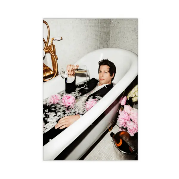 Andy Samberg Comedy Actor Portrait Canvas Poster Wall Art - Home Supplies, Waterproof, Artistic Frame-Style, Multi-Size (20x30in/50x75cm,24x36in/60x90cm), Customizable, Bar & Living Room Decor, Colorful Gift Ornament (Tube Packaging)