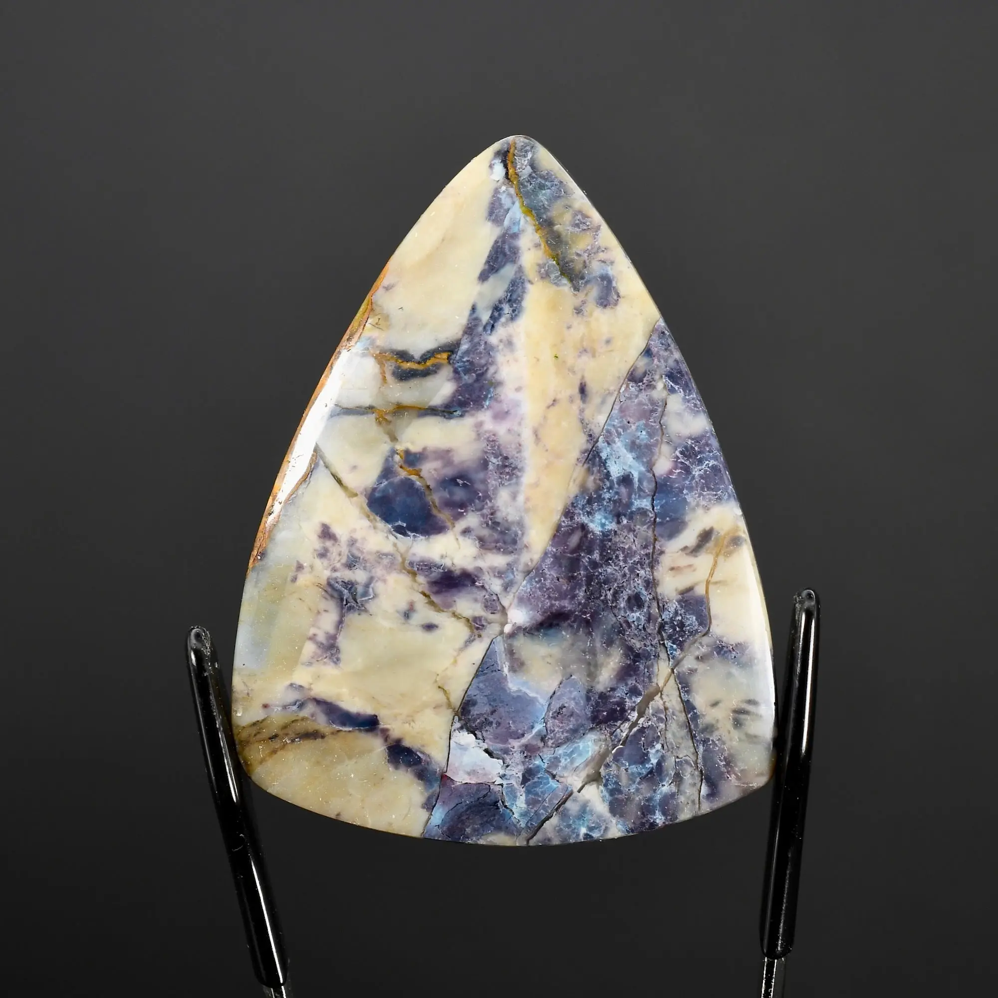 45mm Large Purple Brecciated Jasper Triangular Teardrop Cabochon, Indonesia h7