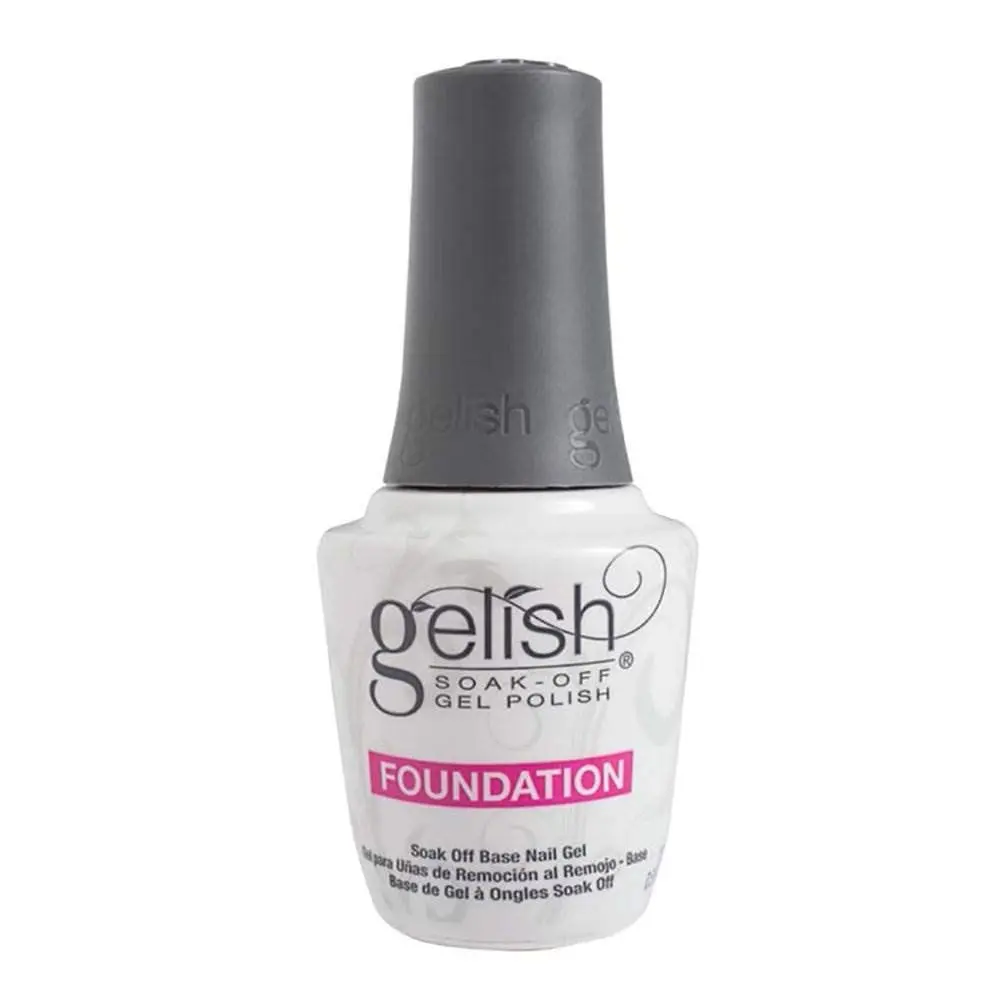 Gelish Harmony Soak-Off Foundation Gel Base Coat, 0.5 fl oz Nail Care Basics - Single Item for Pros, Smooth Layer Youth Nail Art Cosmetic with Thin-Layer Manicure Application, Bottle, Butyl Acrylate, Soak-Off Technology, Long Wearing