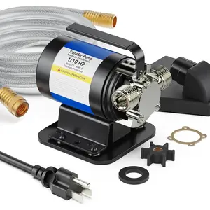 Portable Electric Utility Water Transfer Pump 1/10  with Suction Hose Kit, Low Suction Water Removal for Water Beds, Pools, Rain Barrel, Aquariums, RV