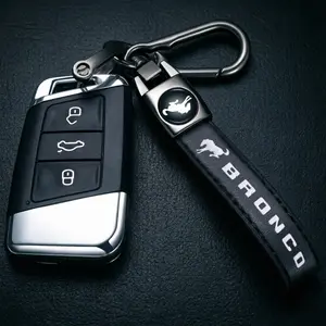 Genuine Leather Car Keychain Set Keychain for Ford Bronco - Anti-Scratch, Durable Car Key Ring & Fob Holder, Stylish Outdoor Gift for MenHeavy Duty Car Key Holder with Metal Buckle, Rugged Outdoor Auto Accessory key shell key  protector