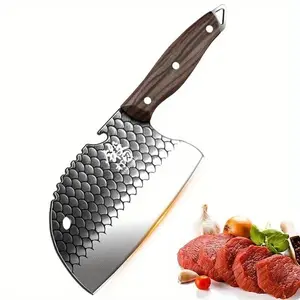 Selected Stainless Steel Fish and Meat Kitchen Knife with Ergonomic Handle - Sharp and Durable Versatile Meat Cleaver for Everyday Home Cooking and Outdoor Food Preparation