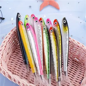 5/10pcs Ocean Fish shaped Sparkling Scale Pen - Colored glitter durable plastic pen, suitable for school, office, party gifts (no need to replace ink) - Ocean themed creative stationery, fun writing tool, lightweight, Portable design