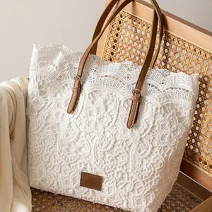 2026 Fashion Lace Tote Bag, Hollow Out Crochet Shoulder Bag for Summer Beach