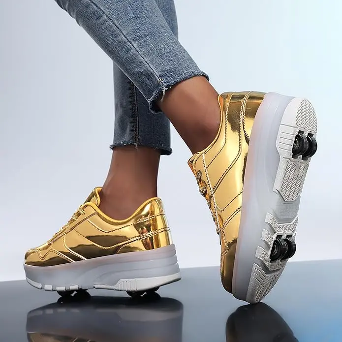 Roller Shoes with Wheels for Boys Girls Kids Roller Skate Shoes Detachable Wheeled Fashion Sneaker