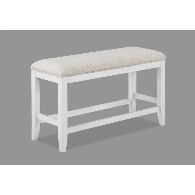 1Pc Transitional White Finish Fabric Upholstered Counter-Height Dining Bench