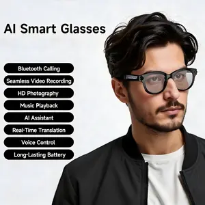 Smart Glasses with 2MP Anti-Shake Camera for Video Recording & Photo Taking, Hands-Free Bluetooth Calling, Translation, Object Recognition, Assistant Conversation, Wireless Portable for Outdoor & Indoor Use, Wearable, Cool Tech Gadgets
