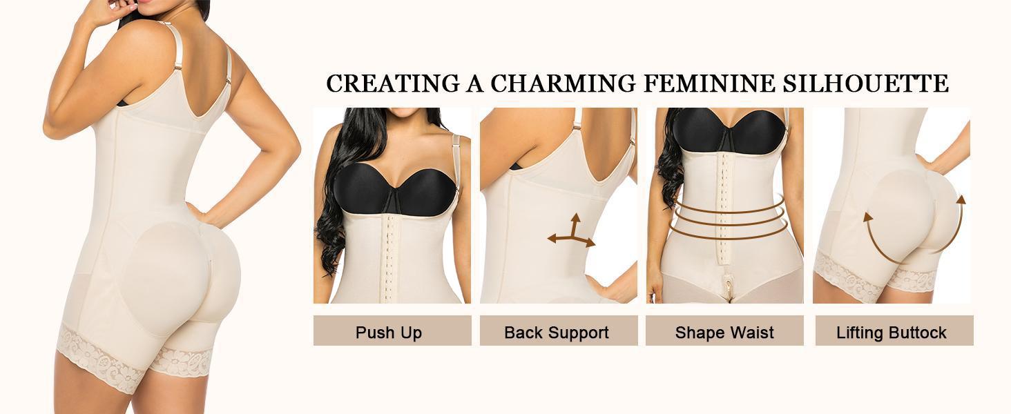 YIANNA Fajas Colombianas  for Women Tummy Control contouring Garment with Zipper Crotch shapewear