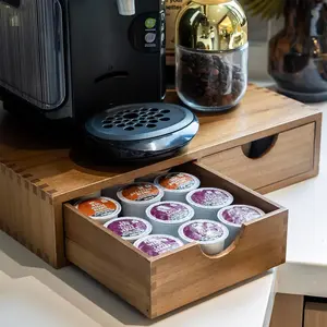 Wooden K Cup Organizer Coffee Pod Storage Box, Coffee Pods and  Organizer Holder, K Pod Drawer Coffee Maker Machine Stand, Organizador De Cafe, Kcup Drawer Organizer Under Brewer, 30 Pod Capacity